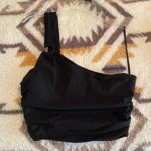 Linen blend black crop top, only tried on